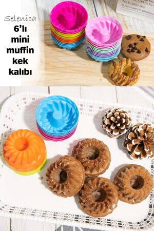 6'lı Renkli Mini Silikon Muffin Kalıbı ,Minik Kek Kabı ,Jole Kalıbı ,Cupcake Kalıbı sel16165165 - 3