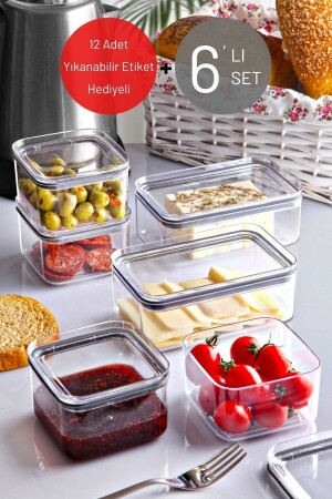 Set mit 6 Frühstücks- und Snackschüsseln mit Silikonverschlussdeckel und Beschriftung - Nandy Home