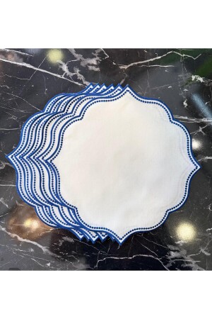 6'lı Supla Nakışlı Lisa Keten Efektli (Makinede Yıkanabilir) - Onedekor