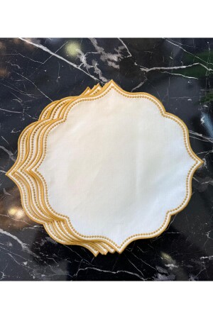 6'lı Supla Nakışlı Lisa Keten Efektli (Makinede Yıkanabilir) - Onedekor