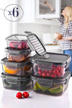 6'lı Tam Vakumlu Kilitlli Erzak Saklama Kabı Seti -hava Geçirmez (400ml-800ml-1400ml) Sızdırmaz MCH09270 - Kitchen Life