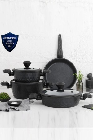 مـنـز-بيـو دياموند 7 قطع طباخات مع معالجة مكافحة البكتيريا وقاعدة إدخال 153. 03. 08. 0429-1 - Karaca