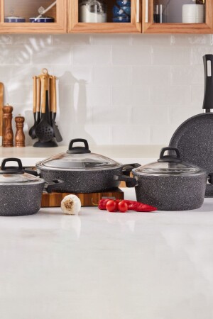 (م.ن.ز-أتلاس) البيولوجي (غرانيت) 7 قطع طباخات مجموعة 153. 03. 08. 1062 - Karaca