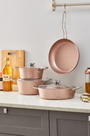 (منز) (إيفي) (بيوجرانيت) 7 قطع (كوكير) مجموعة (روز) 153 - Karaca