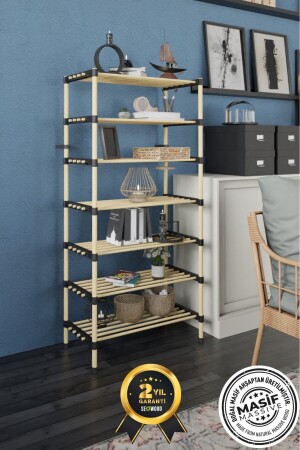 رف الأحذية من الخشب من 7 طوابق متعدد الأغراض رف مودولار 57 سم عرض - Seowood