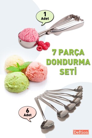 م.ن.ز-7 قطعة من الفولاذ الآيس كريم مجموعة إدفع و إسقاط الآيس كريم أداة التنقيب، ملعقة المكسر و 6 ملعقة طويلة الق - Deftion