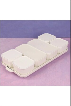 كأس فطور من 7 قطع من الفورسلين الأبيض مع غطاء ACAR0161 - Acarlar