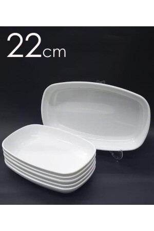 7 Adet Beyaz Melamin Kayık Tabak 22x14cm Salata Kebap Tabağı Ev Lokanta Tipi Sağlam Kare Oval Plate abn1112220105 - 1