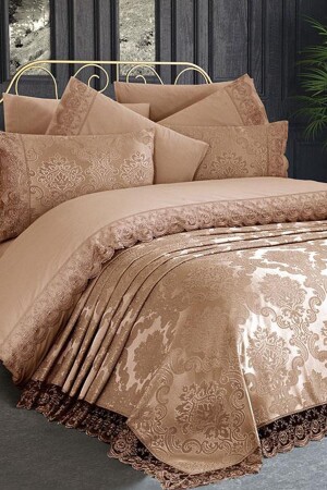 فرنسي من المنسق كور عروسة مجموعة 7 قطعة كابوتشينو CD441553 - Çeyiz Diyarı