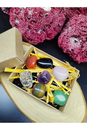 مجموعة من حجر الشاكرة الصغيرة (مصدقة) (7 قطع) - Doğal Taş Delisi