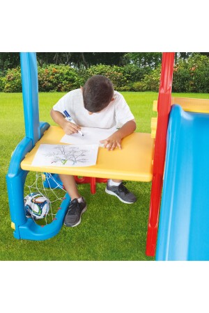 7-in-1-Kinderspielplatz mit großer Schaukel, Korb, Burg, Tisch, Wassertisch, Klimmzügen, Park mit Rutsche DJBT0299 - 7