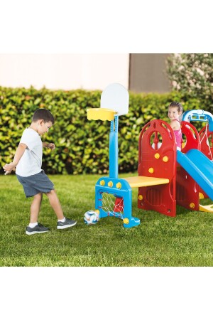 7-in-1-Kinderspielplatz mit großer Schaukel, Korb, Burg, Tisch, Wassertisch, Klimmzügen, Park mit Rutsche DJBT0299 - 8