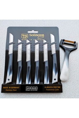 7-teiliges Messerset >> 6 Obst-/Gemüsemesser + 1 Vertikalschäler – 100 % Original Made in Germany - Solingen
