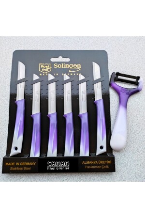 7-teiliges Messerset 6 Obst-/Gemüsemesser + 1 Vertikalschäler CANAN IMPORTED PRODUCTS LILA 7er-SET - Solingen