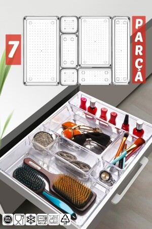 7 Parça Çekmece Içi Punto Drawer Düzenleyici Organizer Şeffaf - 1