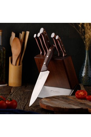 7 Parça Elit Stantlı Bıçak Seti (SEBZE- EKMEK- MUTFAK- ET- SOYMA- ŞEF BIÇAĞI STANT) - Evren