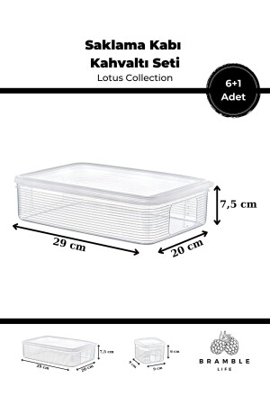 7 Parça Sızdırmaz Kapaklı Saklama Kabı Kahvaltılık Çerezlik Baharatlık Set - Lotus Collection - 8