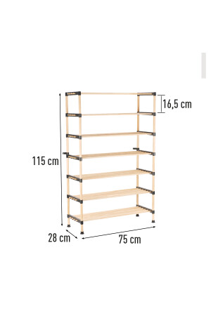 7-stufiges Schuhregal aus Holz, modulares Mehrzweckregal, 75 cm Breite, SCS - 7507 - 7