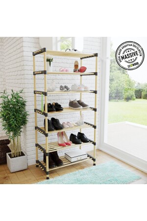 7-stufiges Schuhregal aus Holz, modulares Mehrzweckregal mit 57 cm Breite - 6