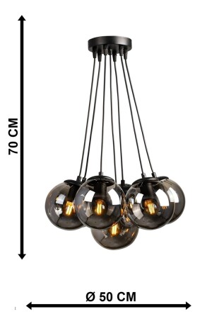 7-teiliger Sport-Kronleuchter Schwarz (geschlossenes Glop-Rauchglas) 7-teiliger Sport-Kronleuchter - 4