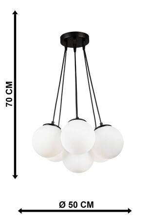 7-teiliger Sport-Kronleuchter, schwarzer geschlossener Globus, weißes Glas. 7-teiliger Sport-Kronleuchter - 4