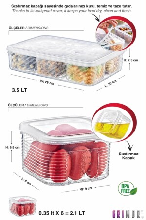 7-teiliges, auslaufsicheres, luftdichtes Aufbewahrungsbehälter-Set – Frühstücks-Picknick-Set GM00297 - 7
