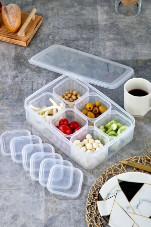 7-teiliges, auslaufsicheres, transparentes Aufbewahrungsbehälter-Set für Frühstück, Snacks, Gewürzschüsseln – Lotus Collection BL-K147 - 1