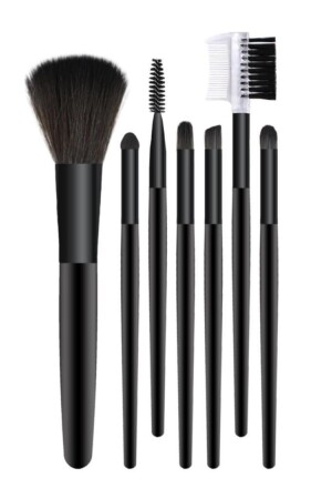 7-teiliges Make-up-Pinsel-Set in schwarzer Farbe - 2