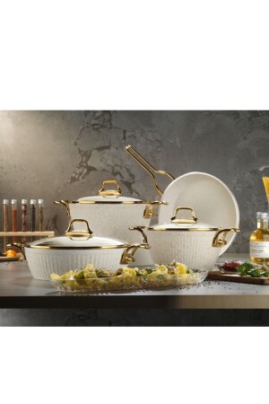 مـنـز مـايا 7 قطع غرانيت طباخات طباخات طبيعات ذهبية - Lines