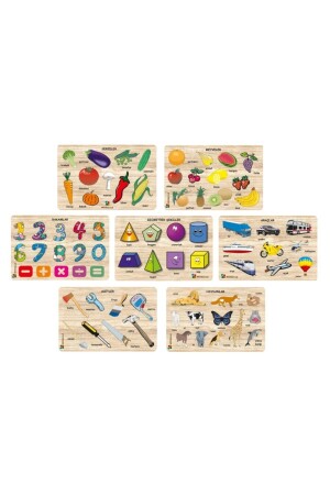 مجموعة كاملة من 7 لغز تعليمي خشبي بلوق الخضروات-الفاكهة-رقم-الأدوات-الحيوانات-شكل-أدوات TYC002224 - WOODZZLE
