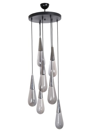 غرفة النوم - غرفة المعيشة - المطبخ - كروم اللون الزجاج المدخن 7 قطع الشنابل VYN27 - Fer Avize