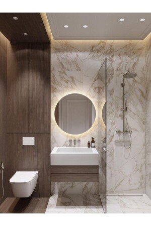 70 Cm Günışığı Ledli Yuvarlak Banyo Aynası- Makyaj Aynası-trafolu - 1