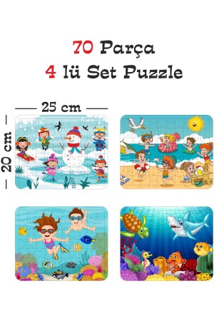 70 Parça Ahşap Eğitici Yapboz Puzzle Seti (set 1) - 1