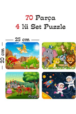 70 Parça Ahşap Eğitici Yapboz Puzzle Seti (set 6) - 1