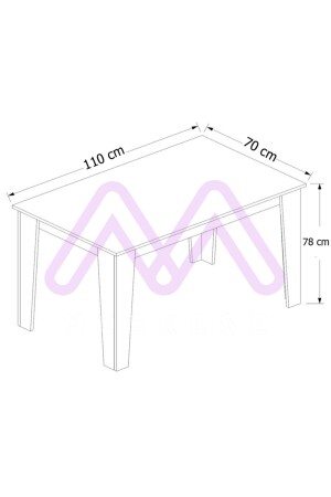 70x110 dunkles Holz-Ess-Set, fester Küchentisch, Esstisch für 4 Personen, Miya-3801 - 6