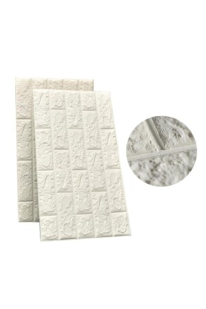 70x38 Cm (0-27M²) Silinebilir Beyaz Kendinden Yapışkanlı 3d Esnek Duvar Kağıdı Paneli - 2