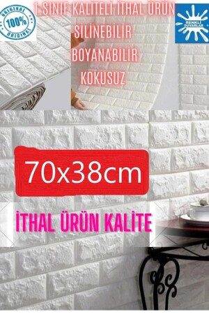 70x38 Cm (0-27M²) Silinebilir Beyaz Kendinden Yapışkanlı 3d Esnek Duvar Kağıdı Paneli - 8