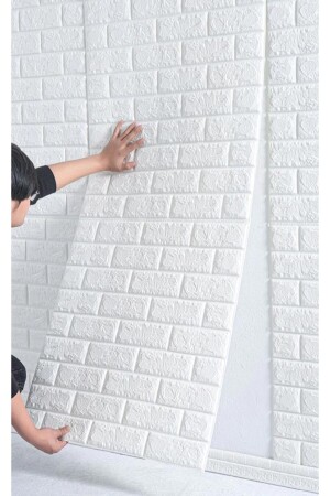 70x500 Cm Kendinden Yapışkanlı Beyaz Tuğla Desen 3d Duvar Kağıdı Paneli Tek Parça - 1