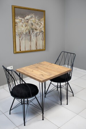70x70 Baklava Tel Sandalye Takımı 2 Kişilik Mutfak Masası - Yemek Masası - Cafe Masası - 1