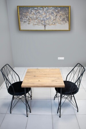 70x70 Baklava Tel Sandalye Takımı 2 Kişilik Mutfak Masası - Yemek Masası - Cafe Masası - 2