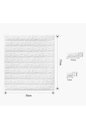 70x77cm(0-53M2) Kendinden Yapışkanlı Esnek Sünger Beyaz Tuğla Duvar Kağıdı Paneli - 2