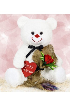 (منز-75 سم) الدببة الروسي الحلوة التي تحمل وردة في يده، شكراً لك - Pandamkee