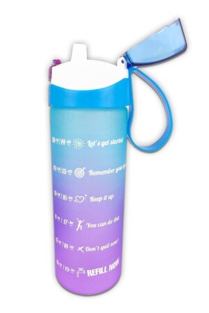750 ml Çift Renk Ölçü Baskılı Motivasyon Sağlıklı Plastik Su Şişesi Mavi – 161670-160 C1-1-139 - 4