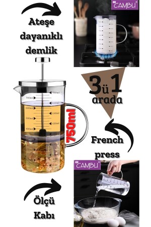 750 ml French Press, feuerfestes Borosilikatglas, 3 in 1, 750 Frencpress - 5