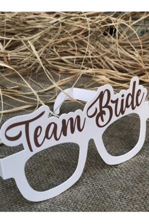 8 Adet Bride Konsepti Gözlük Rose Gold Renk Team Bride Yazılı Beyaz Bekarlığa Veda Partisi Gözlüğü - 3
