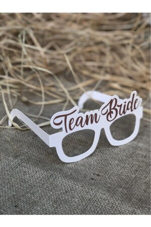 8 Adet Bride Konsepti Gözlük Rose Gold Renk Team Bride Yazılı Beyaz Bekarlığa Veda Partisi Gözlüğü - 4