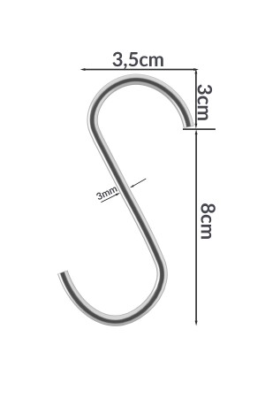 8 cm – Küchenhaken – S-Haken – Drahtplattenhaken – Metallhaken – Makramee-Haken - 4