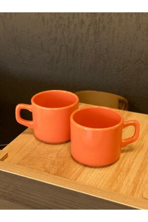 8 cm stapelbare Tee-/Nescafe-Tasse, leuchtendes Orange, 2 Li 694 - 2