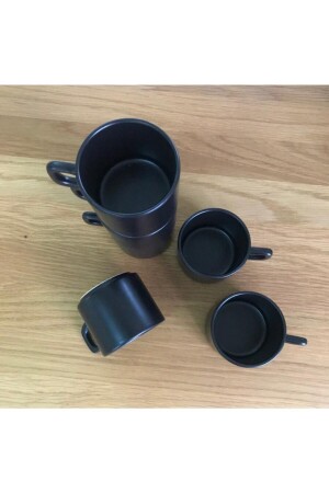 8 cm stapelbare Teetasse, Schwarz, 6er-Set - 3