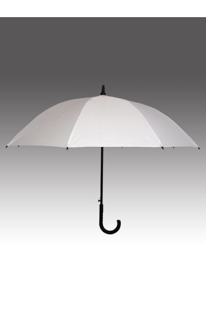 8-Draht-Automatik-Fiberglas-Gehstock, weiße Farbe, Regenschirm, weißer Regenschirm - 1